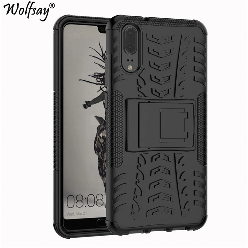 

Чехол Wolfsay Huawei P20, мягкий резиновый и пластиковый чехол для Huawei P20, чехол для Huawei P 20, противоударный чехол с подставкой, 5,8 дюйма