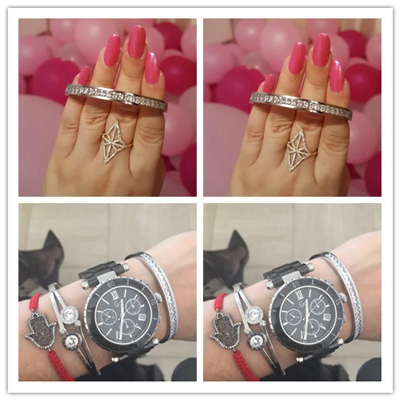 

Fashion Costume Couples Jewelry Stainless Steel Lover Bracelets & Bangles Gift For Women/Men Square Silver Color Crystal