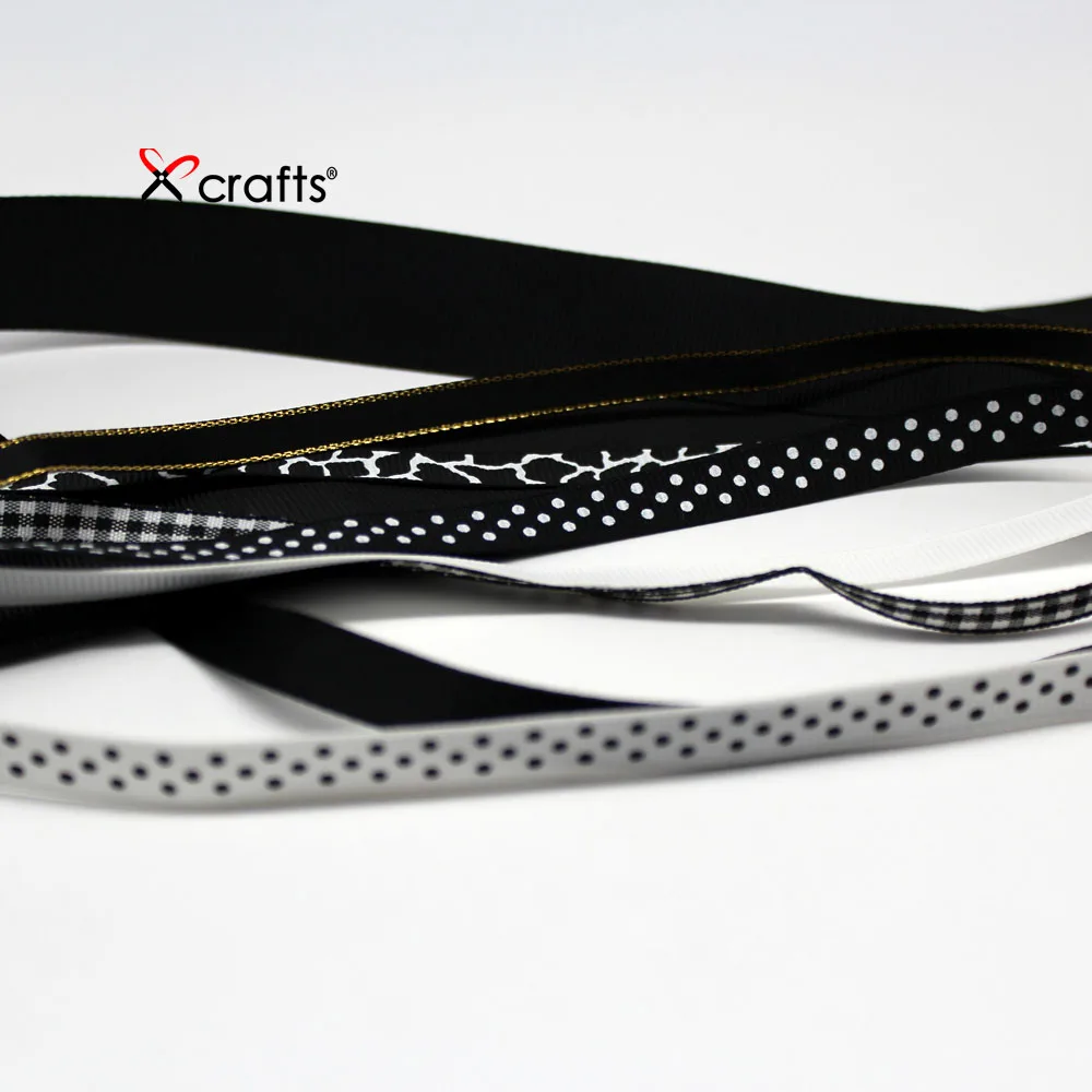 Корсажная/атласная/печатная лента черного цвета Смешанный Набор для