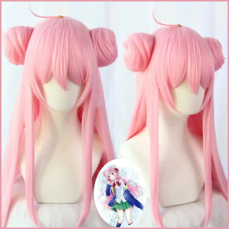 Парик для косплея Happy Sugar Life Satou Matsuzaka розовый парик с булочками прямые длинные