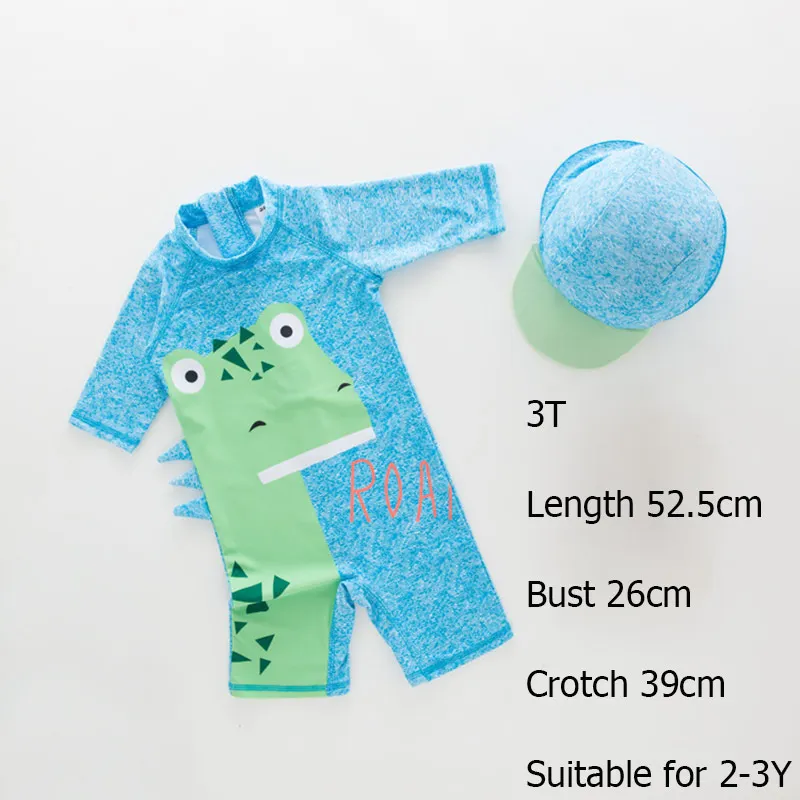 Blue 3T Дети, мальчик, одежда для купания для девочек, одежда для малышей с персонажами из мультфильмов для мальчиков Дайвинг пляжный костюм купальник, шапочка, популярный бренд, детский цельный купальный костюм - Цвет: Blue 3T