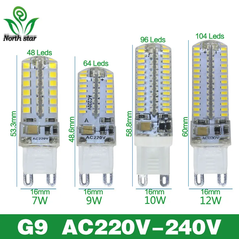 2017 Новый светодиодный светильник SMD 2835 3014 Светодиодный G4 G9 7 Вт 9 10 12 кукурузный AC220V