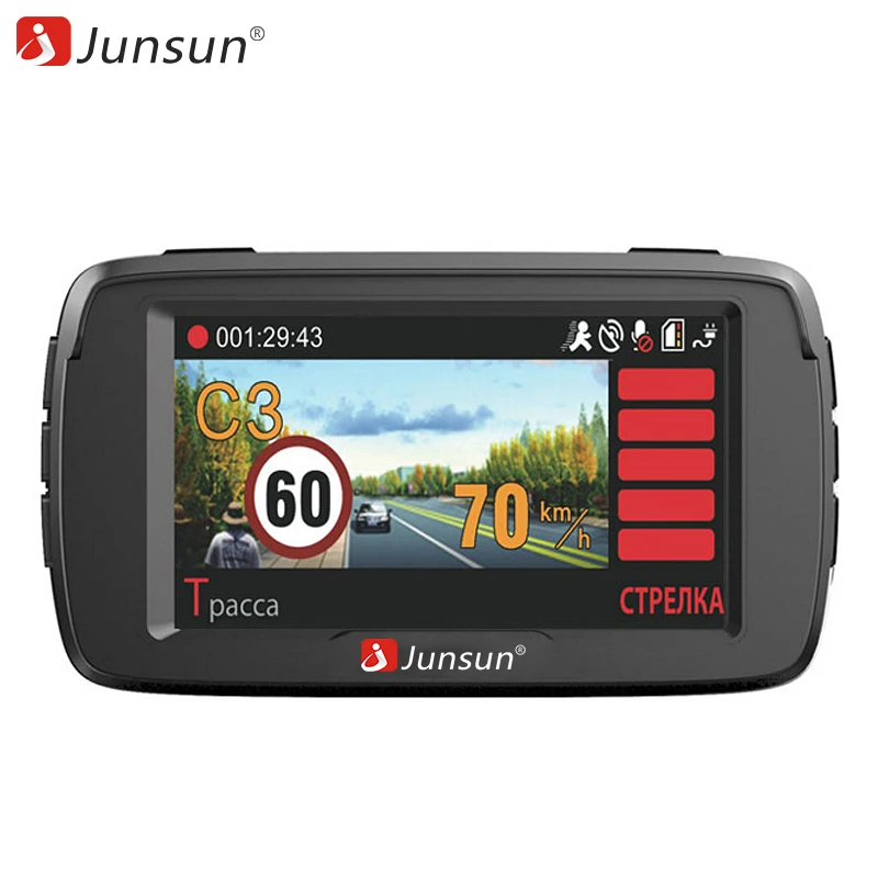 Junsun Видеорегистраторы для автомобилей Антирадары России Ambarella 3 в 1 gps Камера