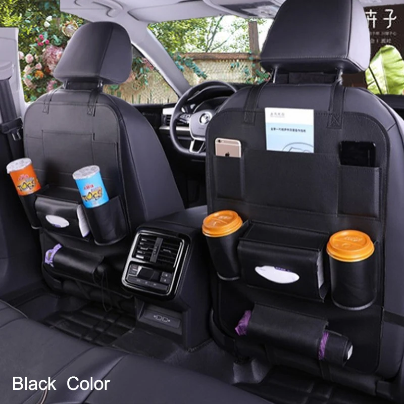 

KANGLIDA 1PC PU Leather Car Back Seat Back Organizer Car Seat Anti-kick Mat For Children Accessories Car Organizer Seat