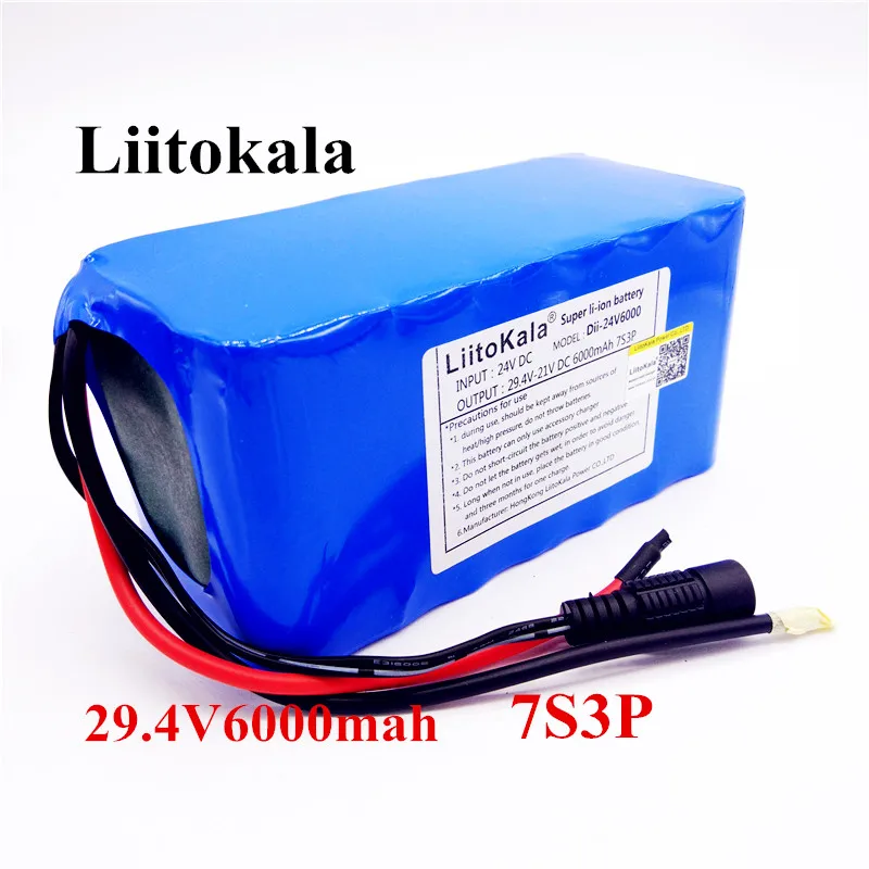 HK LiitoKala 24 v 6Ah 7S3P 18650 аккумулятор 29 4 6000 mah литий ионный для электрического
