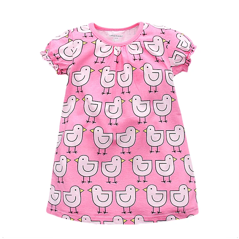 

Summer Princess Dresses Cartoon Cotton Lantern Sleeve Mini Girls Dress Kids Clothes Sweet Style Clothing 1-6 Yrs