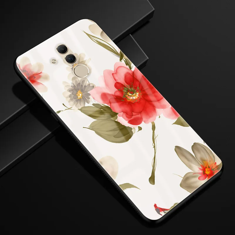36 Для huawei mate 20 lite чехол Чехол из закаленного стекла для телефона черный ТПУ бампер чехол для huawei mate 20 lite стеклянная крышка mate 20 lite - Цвет: 36