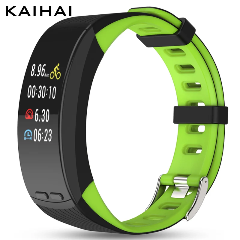 green smart band KAIHAI смарт-Браслет фитнес-браслет трекер активности браслет gps Шагомер монитор сердечного ритма во время сна запись истории smartband - Цвет: green smart band