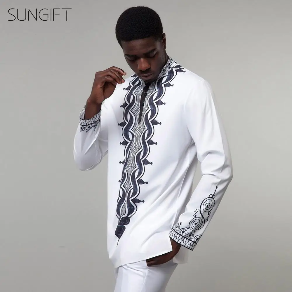 Мужская рубашка с длинным рукавом SUNGIFT Классическая в африканском стиле
