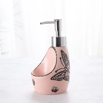 250ml-Pink Керамический диспенсер для жидкого мыла двойного назначения, лосьон для ванной, флакон для моющего средства, дезинфицирующее средство для рук, бутылка с стойка для хранения губок mx3201156 - Цвет: 250ml-Pink