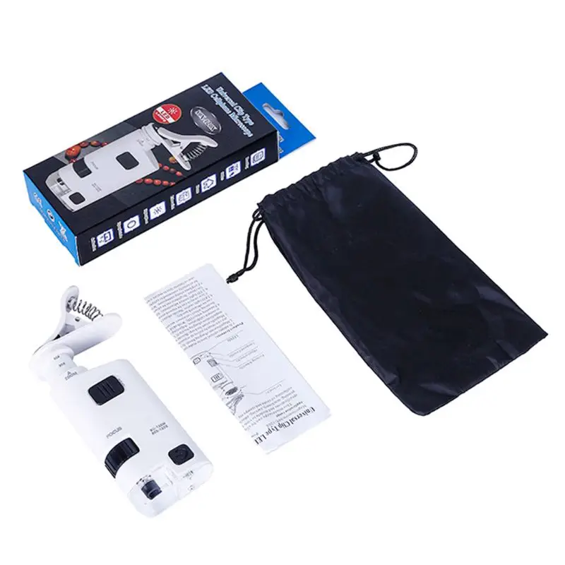 

80-120X Microscope With Phone Clip LED Lamp Magnifier Loup Textile Microscopes