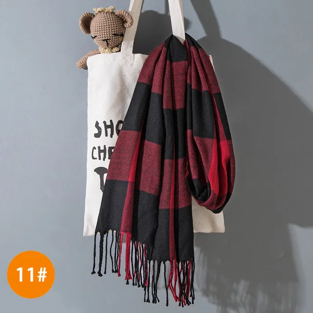 Style 11 Детские шарфы для мальчиков и девочек, брендовый кашемировый шарф в клетку с кисточками, осенне-зимний плотный теплый платок для детей 190*35 см, шейный платок - Цвет: Style 11