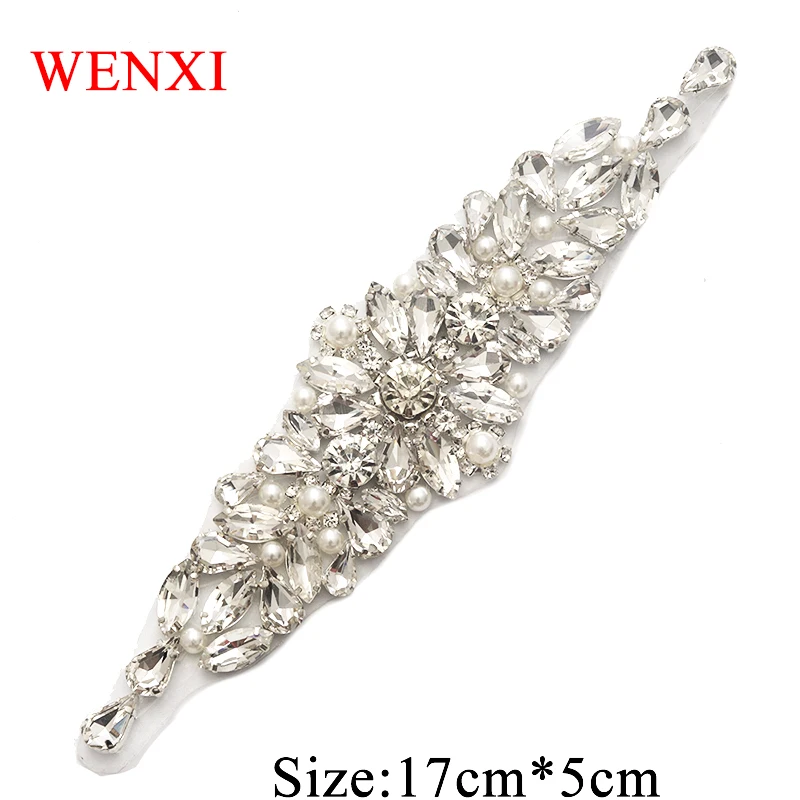 WENXI30CS оптовая продажа свадебная Аппликация из бисера ручной работы розовое