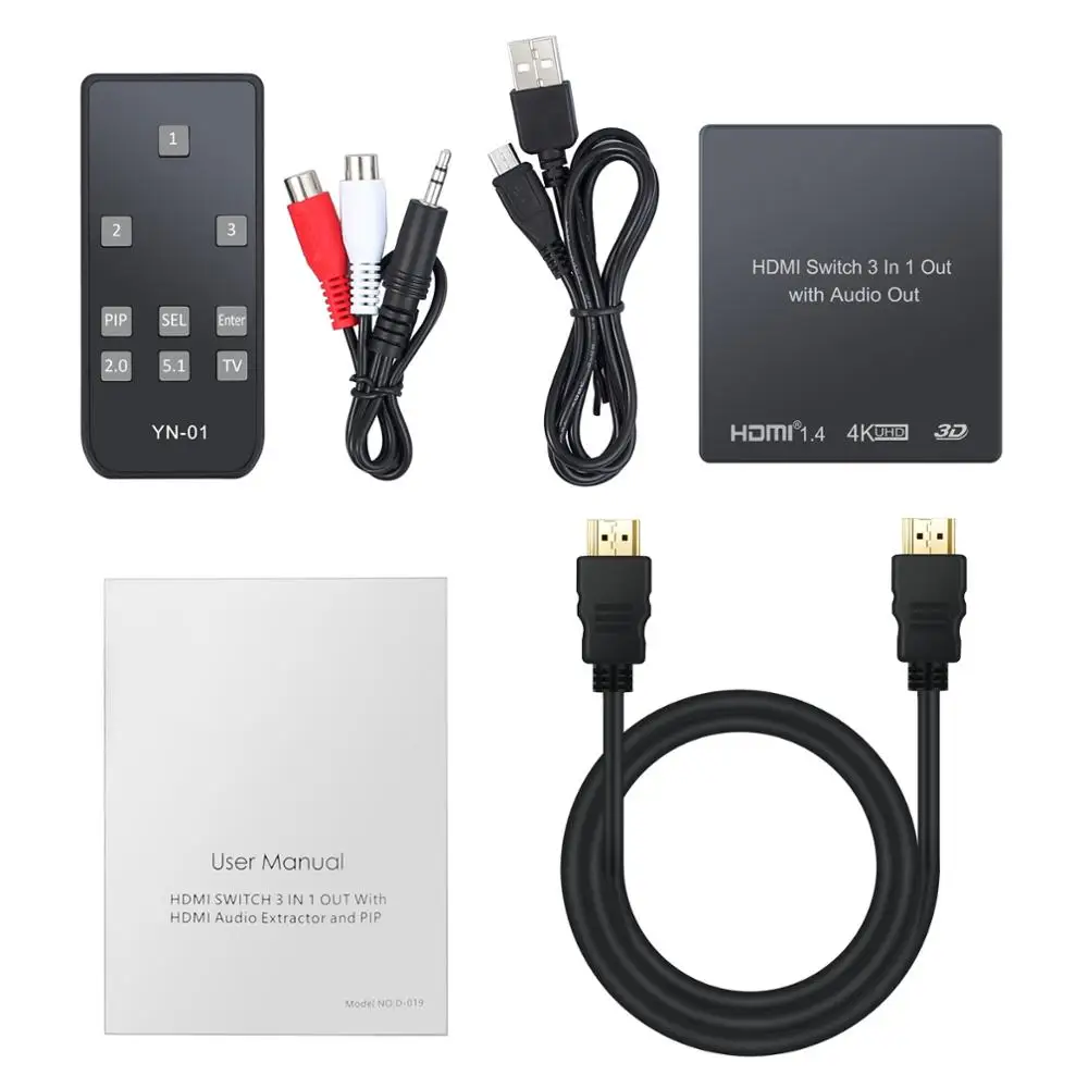 Proster 3x1 HDMI коммутатор с аудио экстрактором оптический Toslink SPDIF выход поддержка 4 к 3D 1080P PIP HDMI коммутатор с rca-кабелем