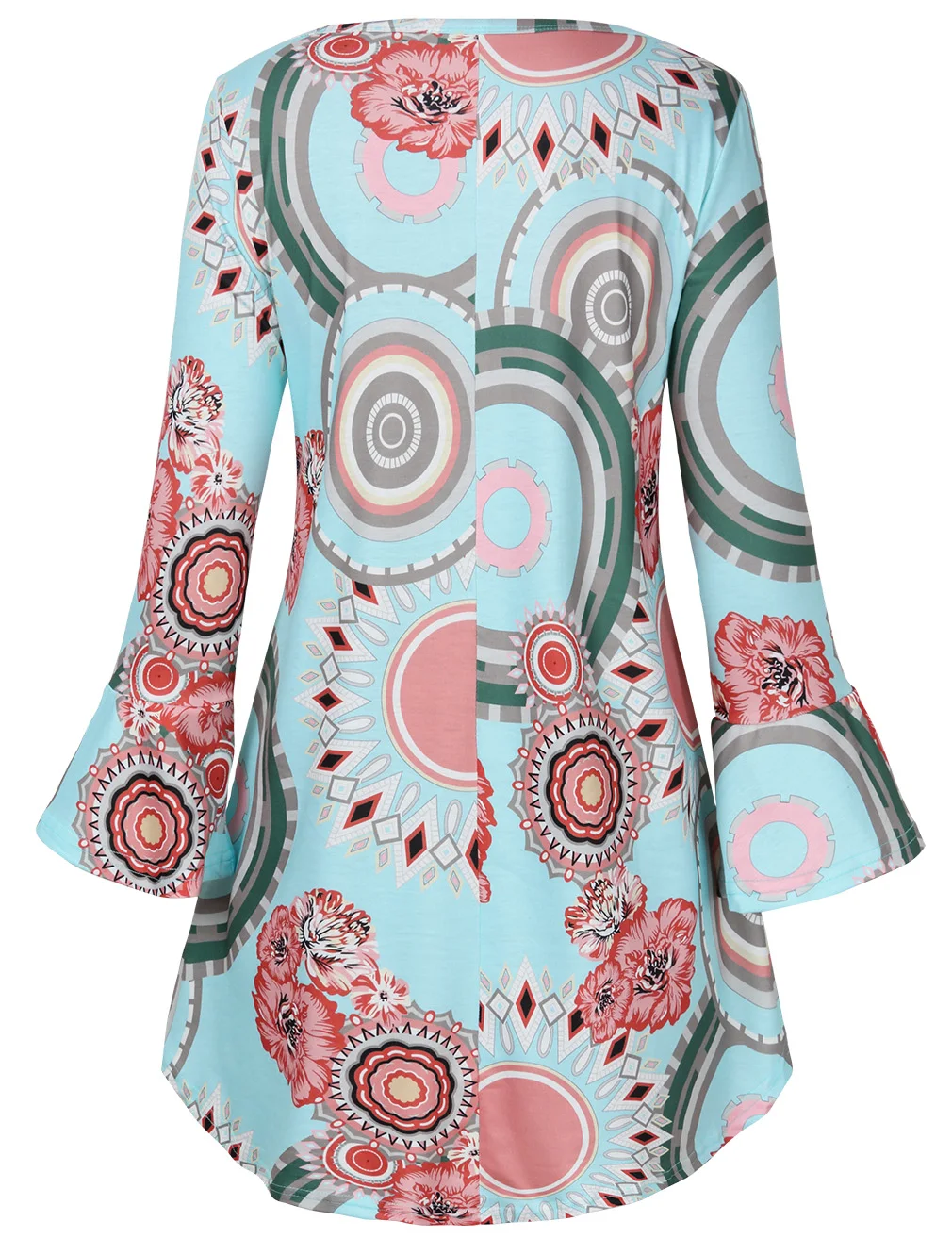 Женская футболка средней длины с длинным рукавом и круглым вырезом| |