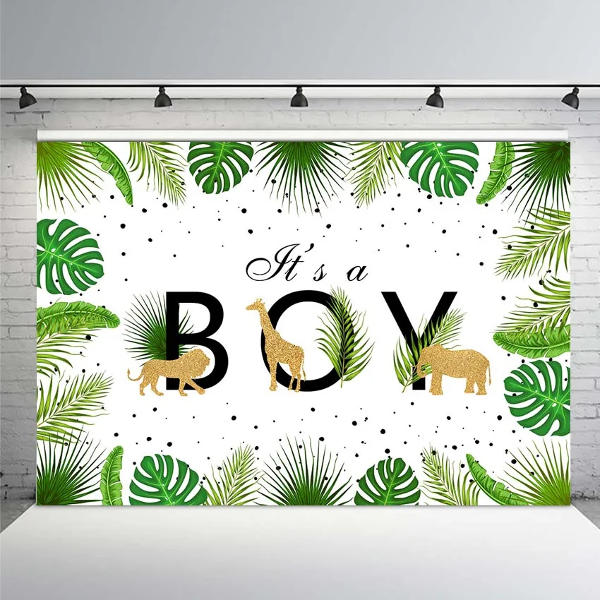 

Wild Animal Birthday Photo Background It's A Boy Jungle Forest Birthday Party Banner Backdrop Stripes Photo Studio Supplies Prop