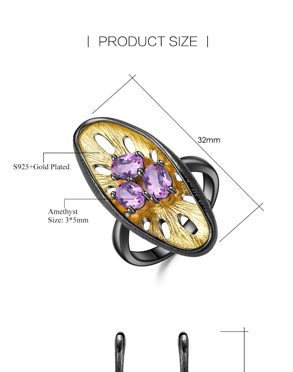 GEM'S BALLET 2.55Ct натуральный аметистовый драгоченный камень ручной работы ювелирные изделия с лимонами Набор 925 пробы Серебряное кольцо серьги набор украшений для женщин