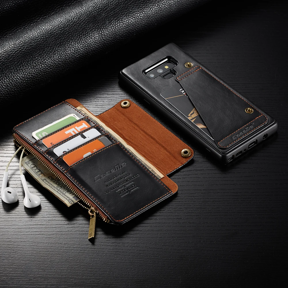 Футляр для телефона для samsung Galaxy Note 9 Note9 N960F, Роскошный чехол из искусственной кожи с пряжкой на молнии, кошелек, карта ТПУ, задняя крышка