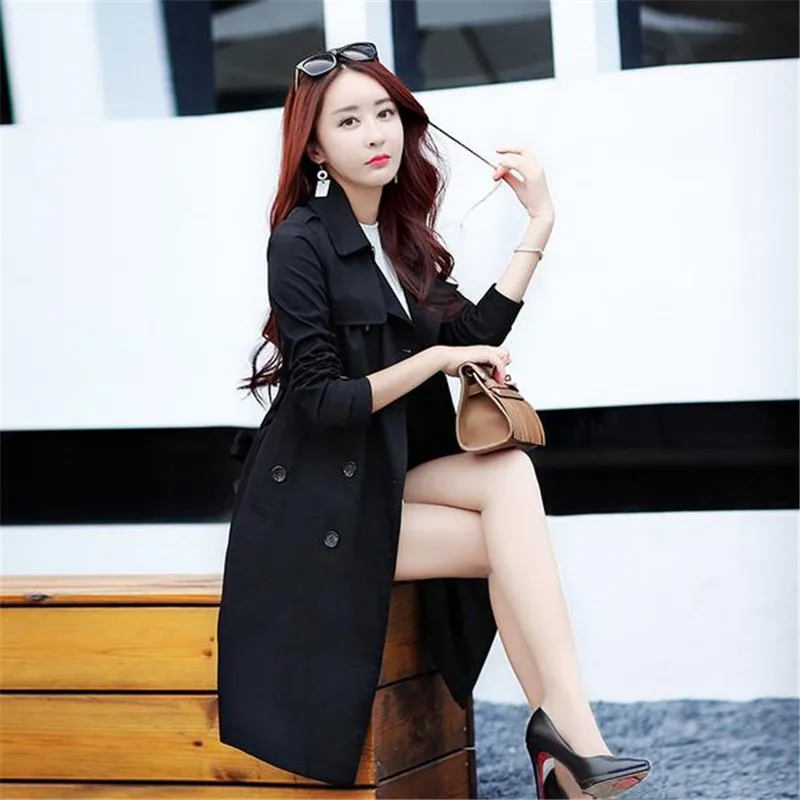 Женская двубортная ветровка однотонный фиолетовый Тренч верхняя одежда