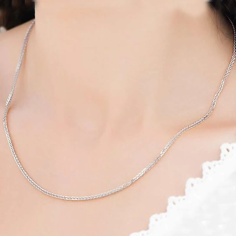 Pure AU750 18 K колье из белого золота женское ожерелье из пшеничной цепи P6254