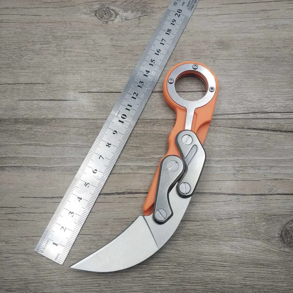 Оранжевый Прямая поставка, складной карманный нож karambit из нержавеющей стали+ ABS, портативный механический коготь счетчика, тактический спасательный резак - Цвет: Оранжевый