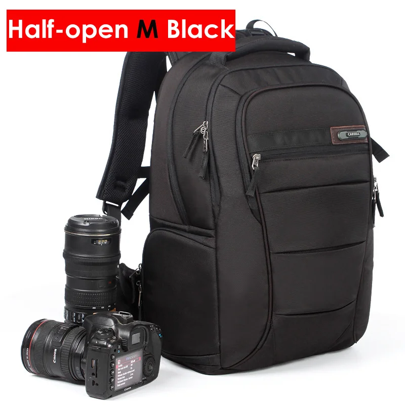 Half-open M Black CAREELL камера фото Плечи Рюкзак универсальный большой емкости путешествия рюкзак полуоткрытый Полный открытый для Canon/Nikon/sony штатив - Цвет: Half-open M Black