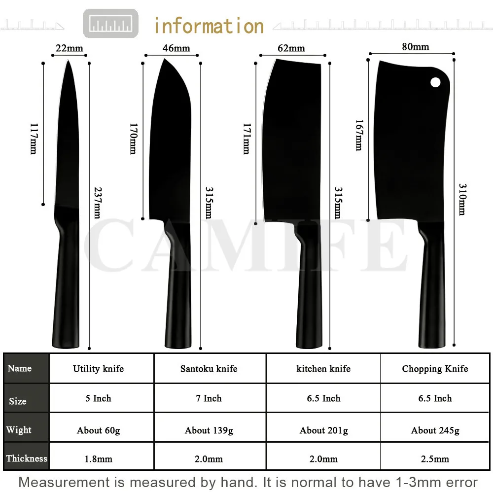 AINZUO 5 Pcs Kitchen Knife Set 4cr14 Stainless Steel Utility Santoku Chopping Nakiri Sharpener Accessories Tools | Дом и сад