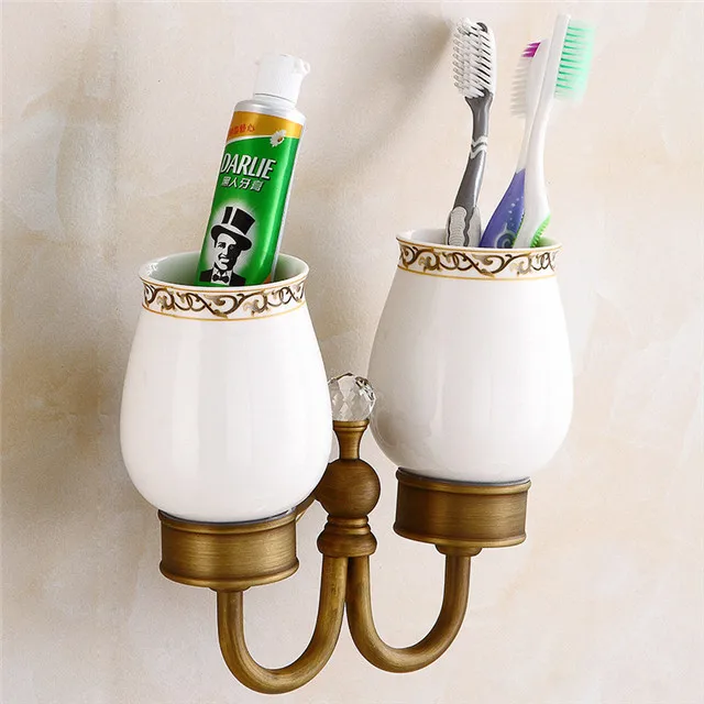 tooth brush holder2 Медный набор для ванной, вешалка для полотенец, вешалка для полотенец, полка для ванной комнаты, крючок для халата, держатель для бумаги, держатель для туалетной щетки, набор аксессуаров для ванной комнаты - Цвет: tooth brush holder2