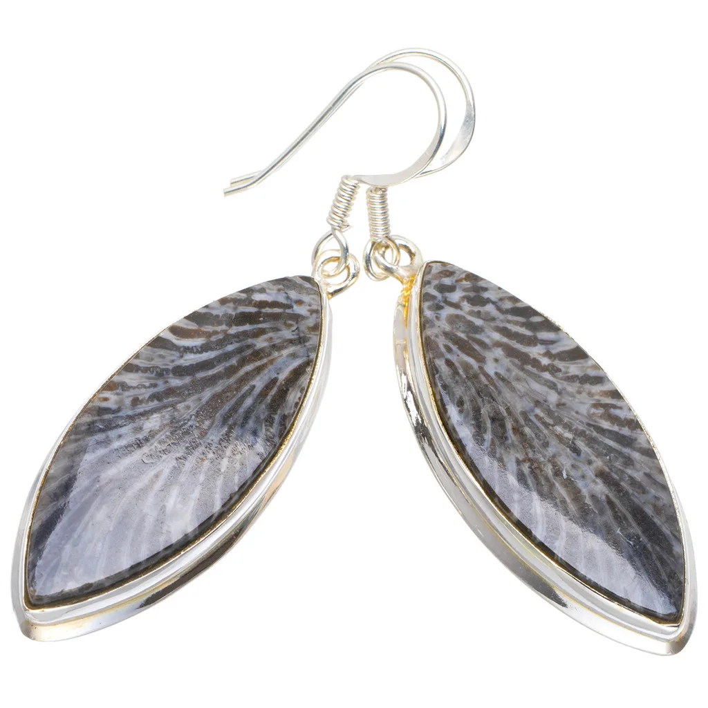 Natural Stingray Coral Handmade Unique 925 Sterling Silver Earrings 2&quot A2098 | Украшения и аксессуары
