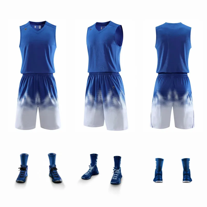 Дышащий мужской комплект баскетбольной Джерси с пустыми карманами спортивные