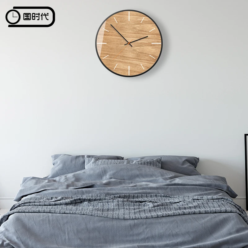 Wood grain creative personality home decoration wall clock minimalist art modern pop silent number 3d O220 | Дом и сад