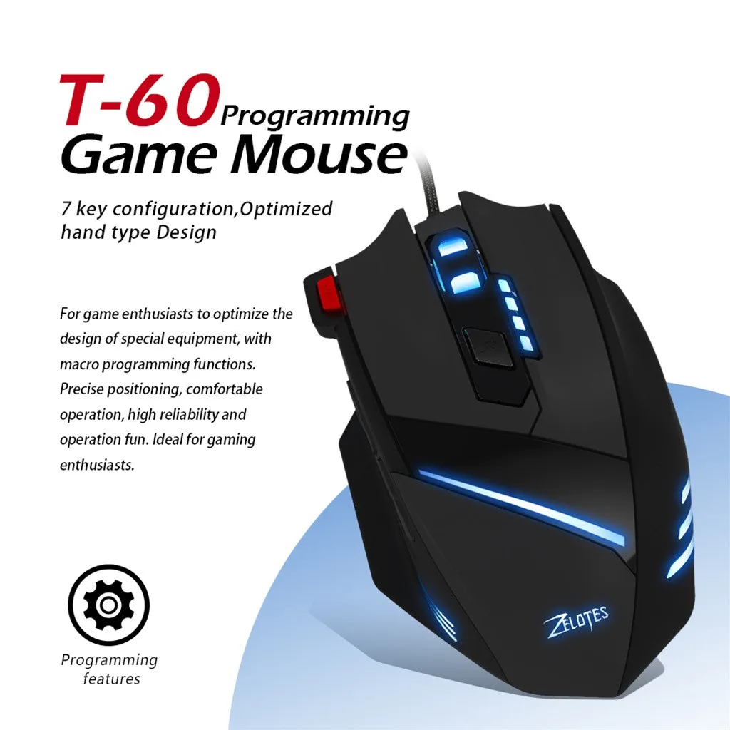 VOBERRY подходит для Zelotes 7200 DPI оптическая точность позиционирования 7 кнопок USB