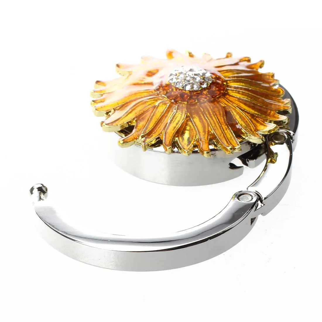 

ABDB-Round Metal Folding Rhinestone Flower Handbag Bag Purse Table Hook Hanger Holder