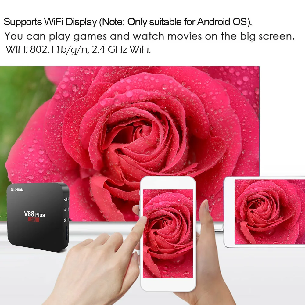 SCISHION V88 плюс Android 8,1 ТВ приставка 2 ГБ/16 ГБ RK3229 Четырехъядерный 4K VP9 H.265 HDR10 Miracast DLNA WiFi LAN HD Смарт медиаплеер