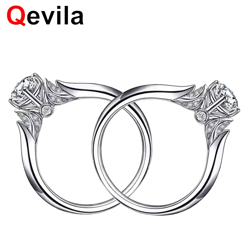 Qevila новые модные кольца ювелирные изделия серебро большие четыре зубец