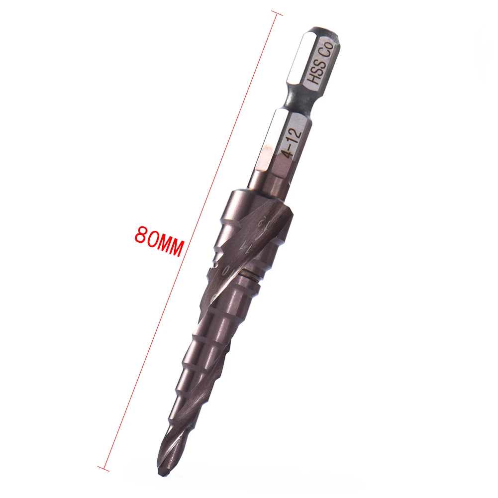 4-12 мм ступенчатые сверла M35 HSS-CO Металлообработка спиральный паз 1/4 ''шестигранный хвостовик из нержавеющей стали нарезание кобальтового покрытия Биты