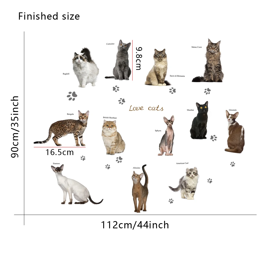С вышивкой в виде котов DIY Спальня Гостиная Ванная комната съемные самоклеящиеся