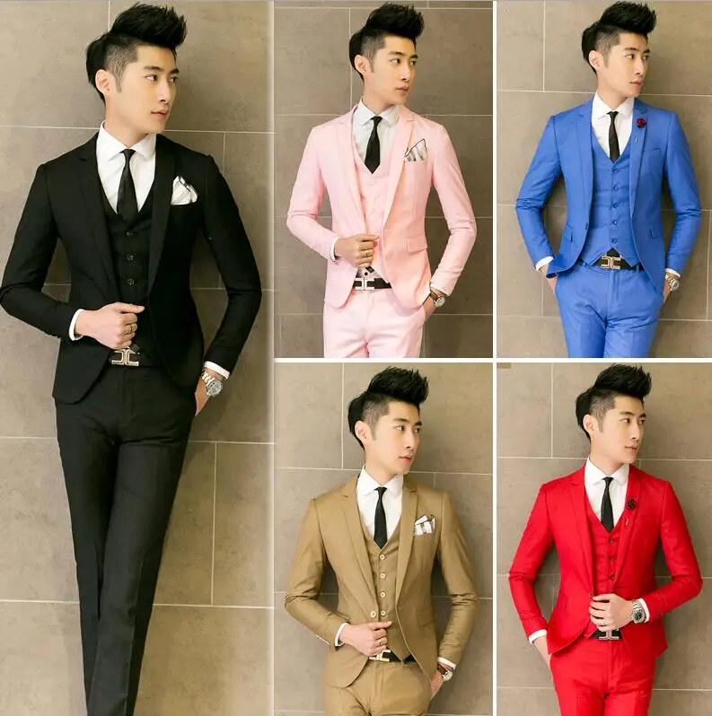 2019 Модный корейский мужской блейзер 2 шт Вечерние приталенный Блейзер мужские