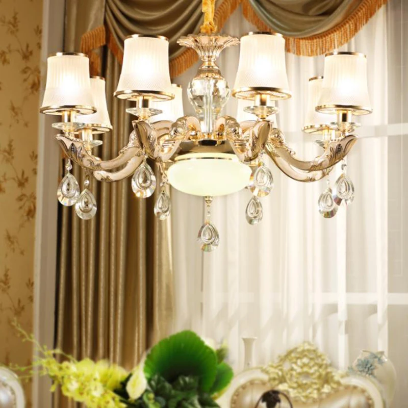 

European style zinc alloy LED Chandelier lights luxury drop lighting fixture decorative restaurant bedroom glass Chandelier lamp