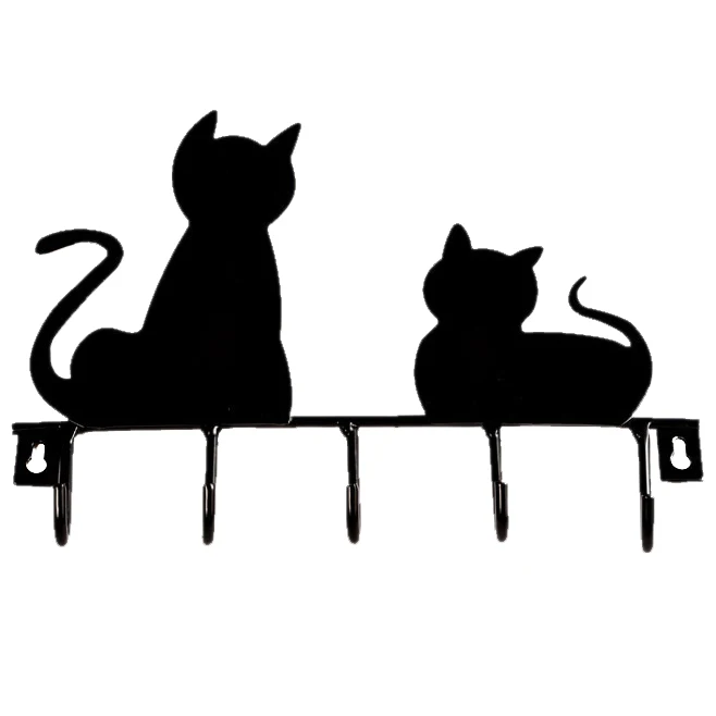 Christmas Black cat design Metal Iron Wall Door Mounted Rustic Clothes Coat hat key hanging Decorative Hooks Robe Hanger | Обустройство