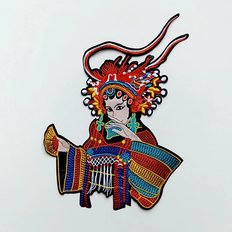 20 см этнический вышитый патч Пекинская опера аппликация Одежда отверстие ремонт