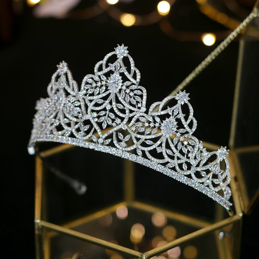 nueva novia de alta calidad de la venda de la novia corona de la joyeria cubic zirconia tocado chica tiara corona