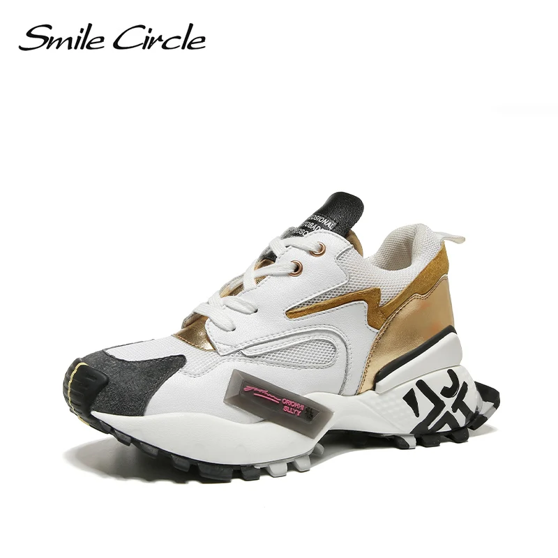Кроссовки женские Smile Circle Белые кроссовки из натуральной кожи Вскользь ботинки