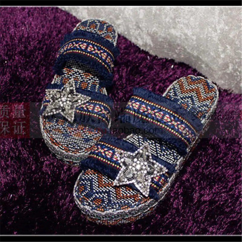 Bling Звезды Обувь Девушки Тапочки Женщин Платформы Летние Женские Туфли Плоские