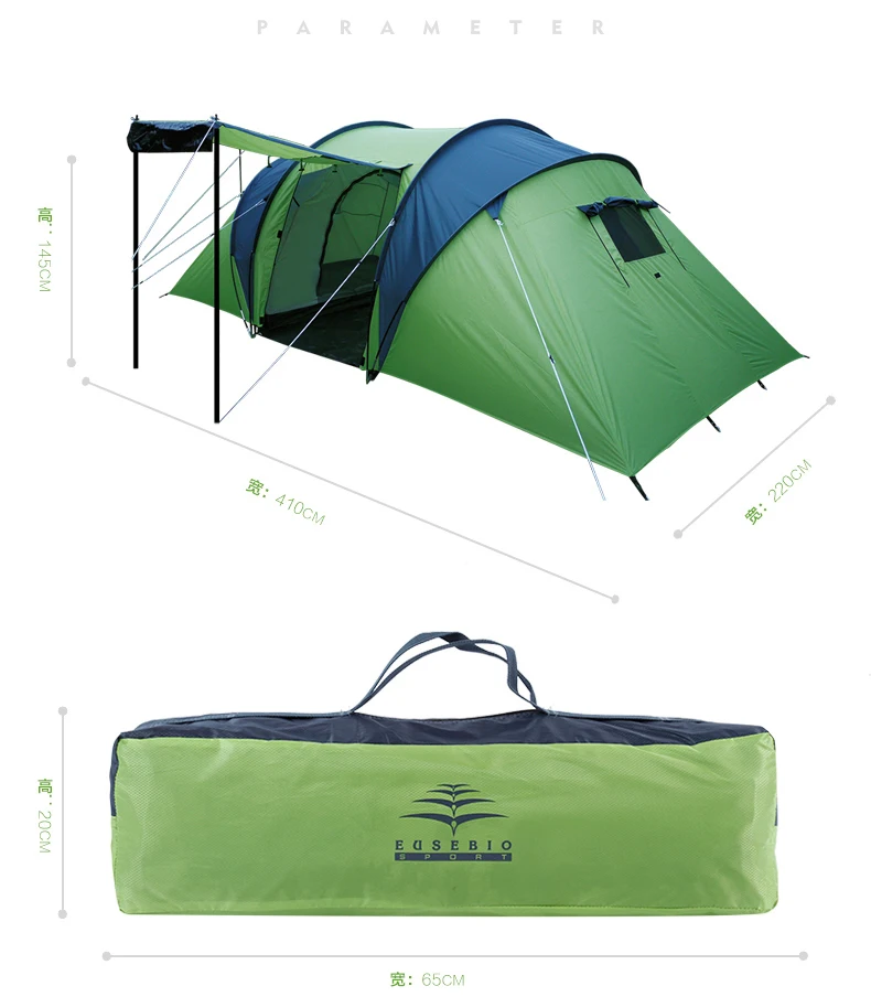 Günstig 3-4persons Luxus 2 Zimmer 1 Halle Doppel Schicht Große Familie Outdoor Camping Zelt Familie Party Reisen Zelt Haben Große Raum Zimmer