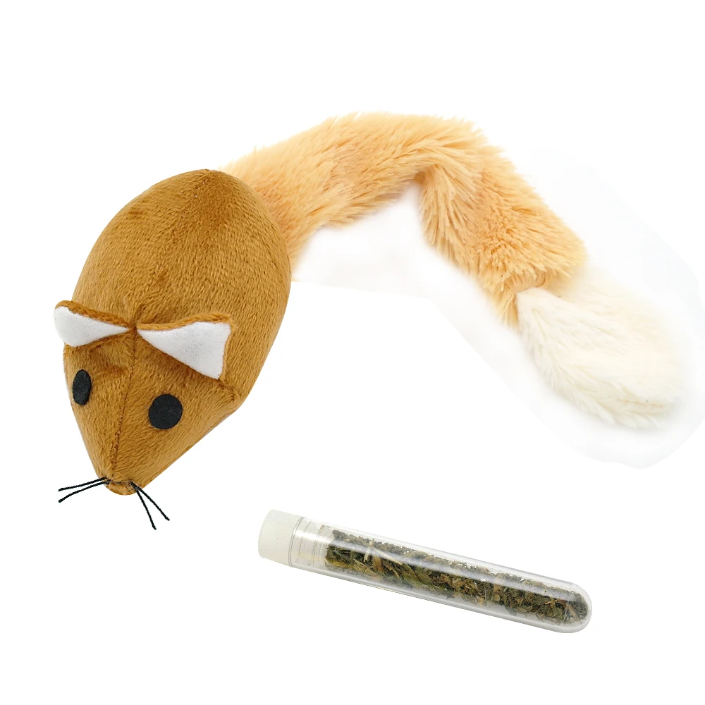 Кошачья мята игрушки кошки Аксессуары для кошек длинный хвост плюшевая Интерактивная Мышь игрушки кошки с бесплатным кошачьей мяты для кошек котенок играет 4 цвета - Цвет: Шоколад
