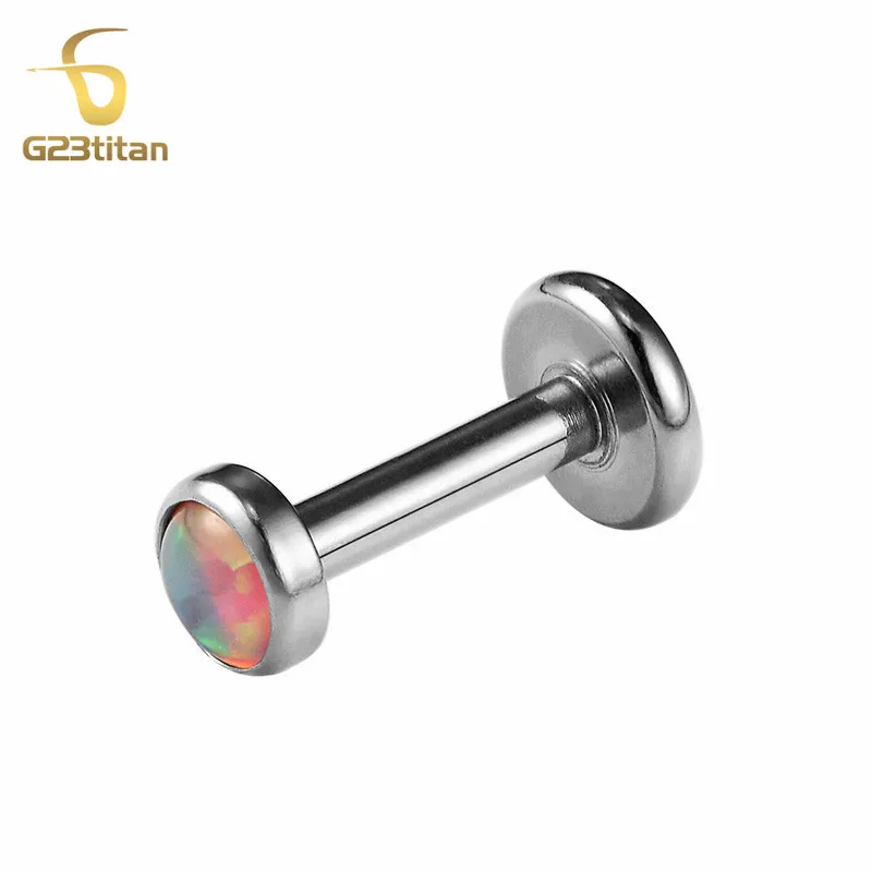 G23titan огненный опал камень серьги, Надеваемые На ушной хрящ Лабрет пирсинг G23 титановая губная серьга Спиральные серьги губы нос пирсинг ювелирные изделия