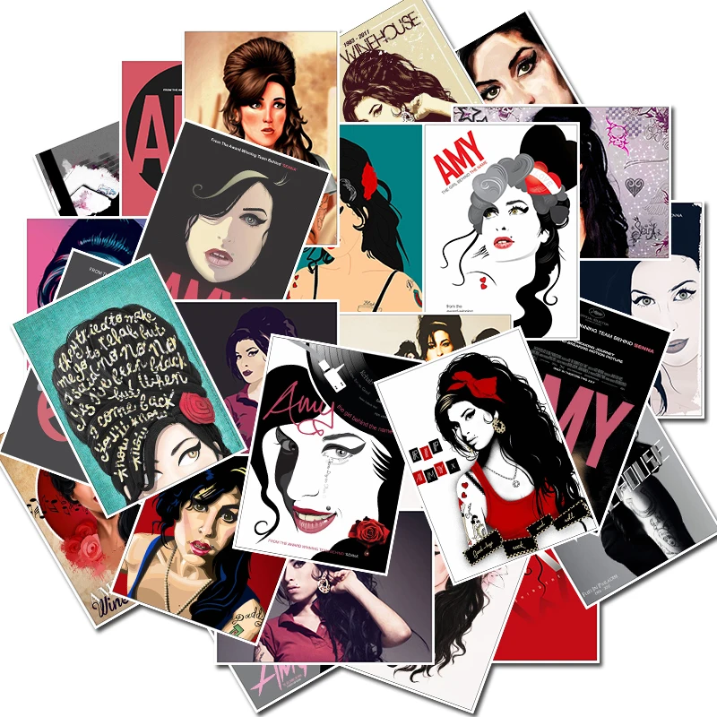 25 шт. Amy Winehouse наклейки для гитары для багажа ноутбука художественная живопись DIY плакат наклейки Водонепроницаемая игрушка для скейтборда