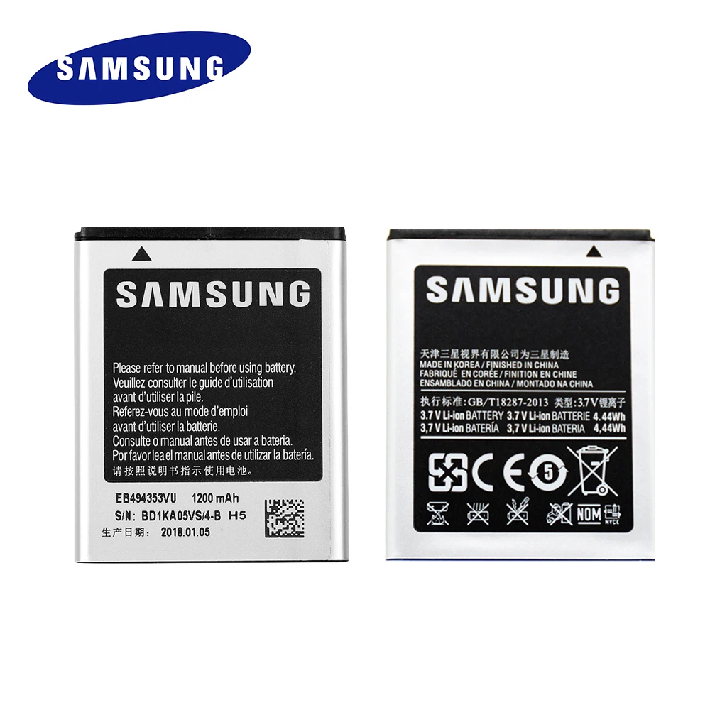 Оригинальный запасной аккумулятор EB494353VU для Samsung Galaxy Mini S5570 pocket star S5300 S5820 1200 мАч +