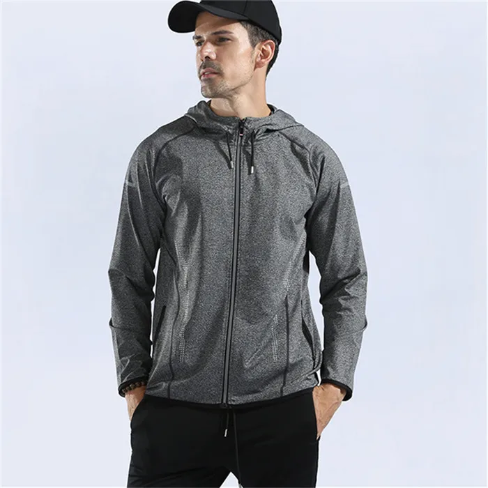 JINXIUSHIRT мужская куртка для бега Новая Осенняя зимняя мужская черная Светоотражающая спортивная куртка повседневная приталенная куртка для фитнеса Топы - Цвет: Серый